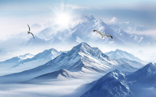 雪山风景背景墙画壁纸