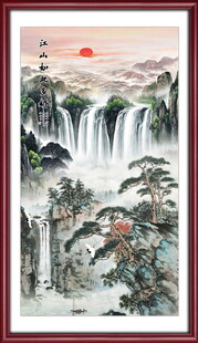 竖幅国画山水