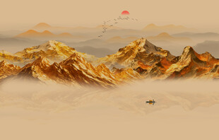 金色山水画