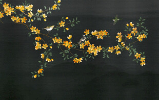 现代新中式手绘工笔花鸟花电视背