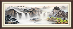流水生财山水画