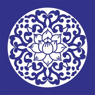 矢量缠枝莲纹莲花圆形传统图案