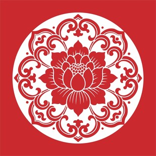 中式传统莲花圆形花纹图案