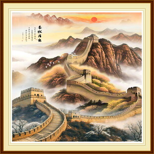 正方形长城国画