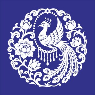 凤凰花卉剪纸图案设计