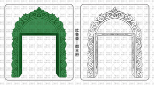 复古拱门手绘线稿图