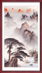 竖幅国画山水