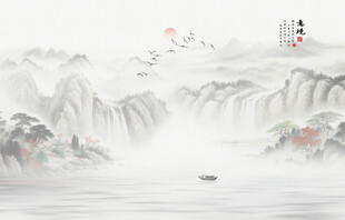 国画水墨山水风景画