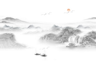 中式山水屏风画