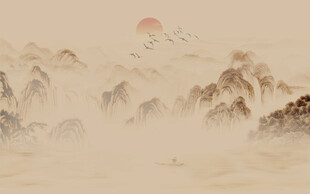 新中式水墨古风背景壁纸壁画