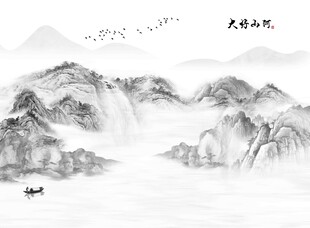 新中式山水高清定制岩板大理石