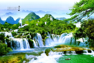 流水生财山水画