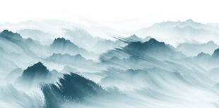 水墨群山云雾缭绕美景