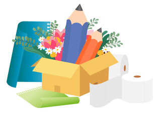 学习用品彩色铅笔卫生纸便签纸