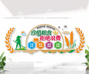 珍惜粮食拒绝浪费食堂文化墙