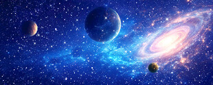 旋涡巨幅蓝色星空长图