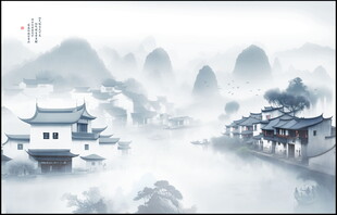 意境水墨山水画