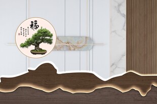 中式格栅背景墙
