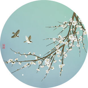 新中式花鸟梅花