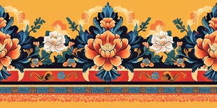 传统中式花卉纹样图案