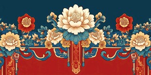 中式古典花卉装饰图案