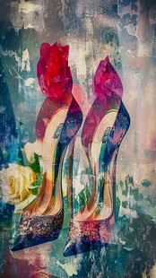 梦幻艺术风高跟鞋插画