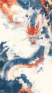 水墨蛟龙腾云图