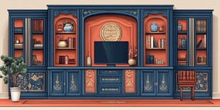 中式复古风电视柜组合