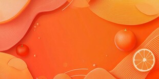 橙色调水果几何背景图