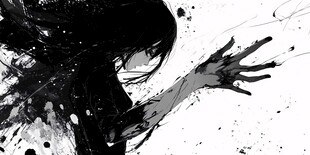 水墨风格动漫人物伸手瞬间