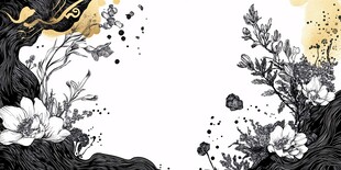 水墨花卉插画艺术背景图