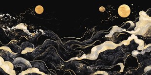 月夜海浪抽象艺术图景