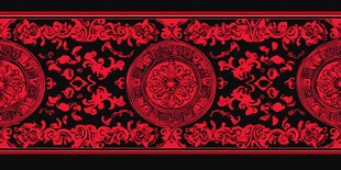 中式古典红黑花纹图案