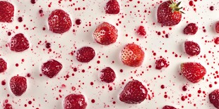 草莓散落 甜蜜诱人画面