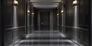 深邃奢华的现代走廊空间