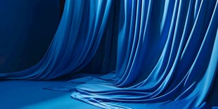 蓝色垂坠质感绸缎布料