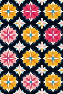 多彩花卉几何图案无缝背景