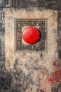 中式复古风红印装饰图案