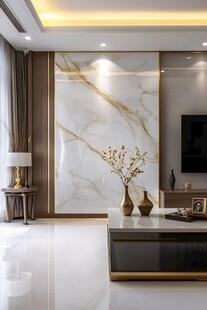 现代轻奢风客厅大理石背景墙
