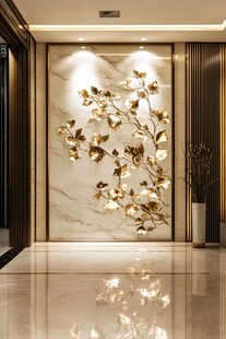 奢华大理石金枝玄关装饰