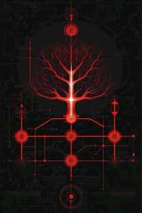 科技感红色抽象生命之树