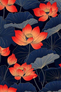 中式荷花荷叶图案背景