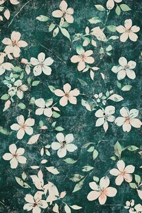 复古风绿色花卉图案背景