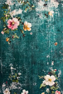 复古绿底花卉纹理背景图