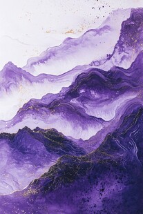 梦幻紫韵山水抽象画