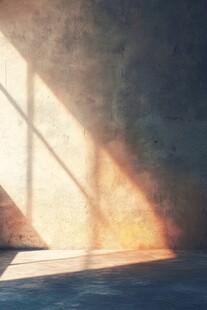 室内光影洒落在墙地面