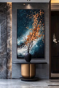 现代玄关处的艺术挂画装饰