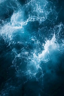 汹涌蓝海浪花翻滚