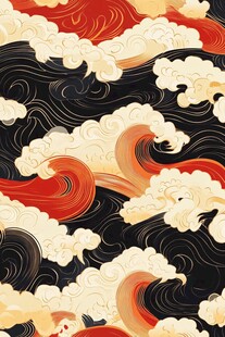 中式海浪云纹传统图案