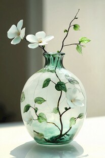 玻璃花瓶中的素雅白花